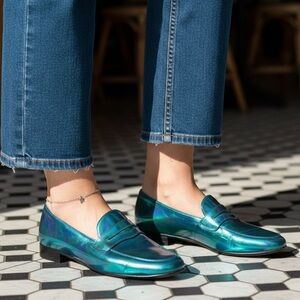 CAREL Paris Metallic Iridescent Loafers Moccasins EU 39 / US 8.5 Italy